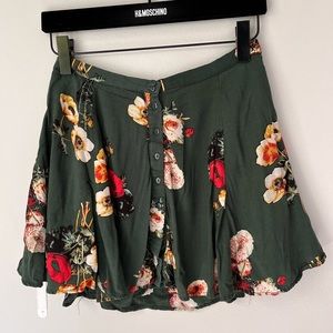 Urban Outfitters Floral Green Mini Skirt